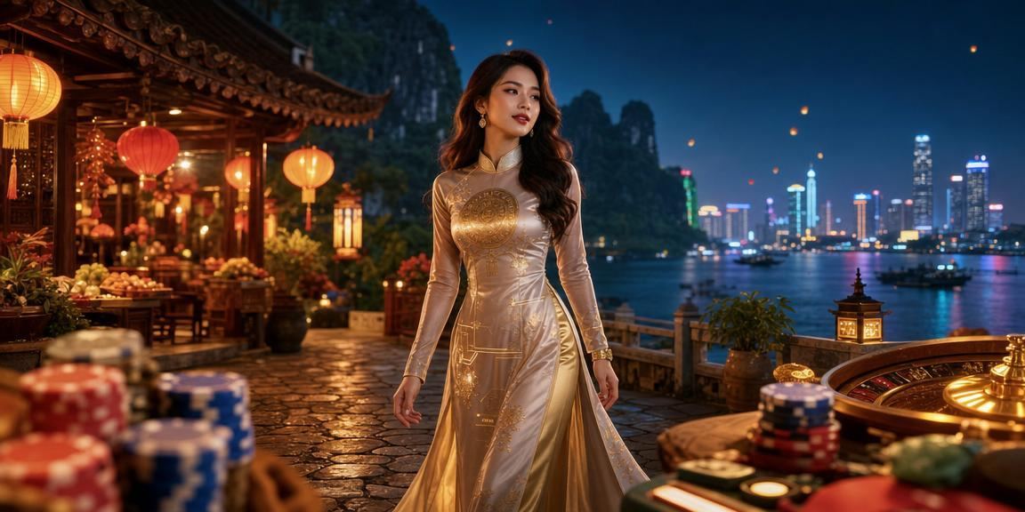 Người phụ nữ Việt Nam trong trang phục áo dài tham gia xổ số tại Ninh Bình